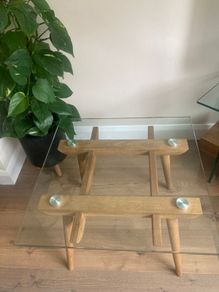 Glass and Oak Coffee Table