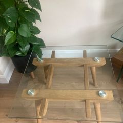 Glass and Oak Coffee Table