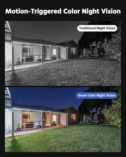 8 Channel Outdoor Security CCTV Camera System, Smart Human & Vehicle Detection, 3K Lite DVR with 1TB Hard Drive and 4 x 1920TVL 2MP Home Security Cams, Dual-light with Color Night Vision