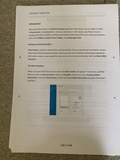 Word processing/Excel notes