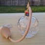 Stuart crystal perfume bottle with atomizer and pink fringe. Image 3