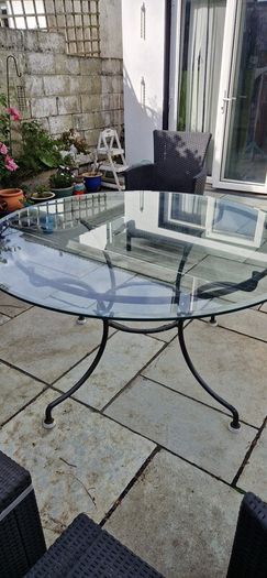 Glass top garden table