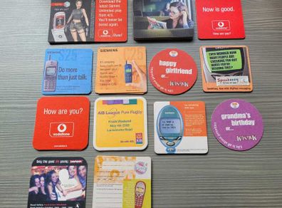 13 Vintage Irish Pub Beer Mats Coasters Collectible Millennium Era Memorabilia