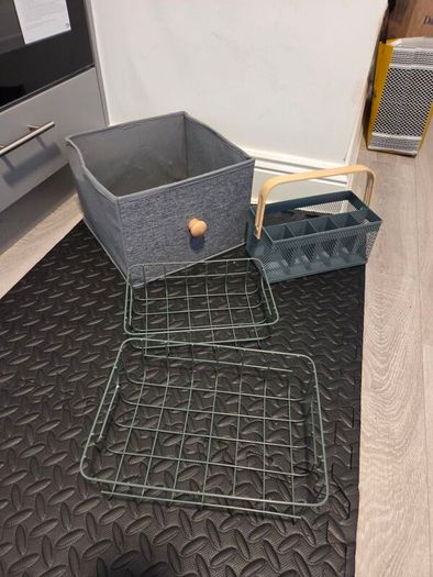 baskets and mirror