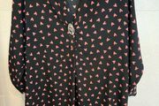 Long top -  Black with red hearts