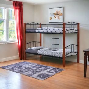 Sturdy Metal Single Bunk Bed Space-Saving