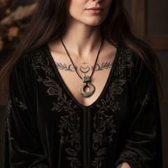 Handmade Rustic Ceramic Ring Necklace