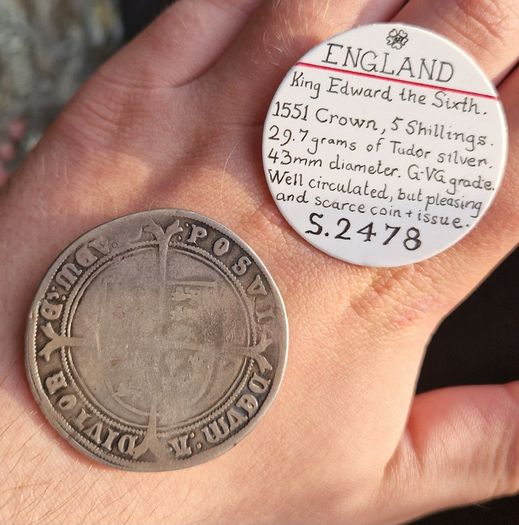 Scarce Ex. Spink 1551 Edward 6th Silver Crown.