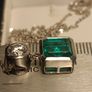 Emeraldine Quartz and Real Moissanite Pendant and Chain Image 4