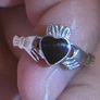 925 Sterling Silver Claddagh with Onyx Stone Ring - Fully hallmarked Image 5