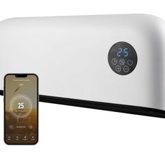 Down Flow Ceramic Heater 2000w App & Remote Control, WiFi, IP22 Bathroom, Office, Commercial, Works with Alexa, Google Home & Siri Shortcuts, 2 Heat Modes, Quiet, Timer, Smart Schedules