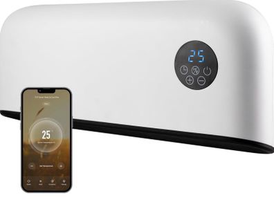 Down Flow Ceramic Heater 2000w App & Remote Control, WiFi, IP22 Bathroom, Office, Commercial, Works with Alexa, Google Home & Siri Shortcuts, 2 Heat Modes, Quiet, Timer, Smart Schedules