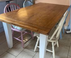 Solid Wood Farmhouse Kitchen Table + 4 Chairs