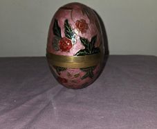 Cloisonne Brass Egg Trinket Box