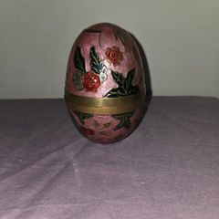 Cloisonne Brass Egg Trinket Box