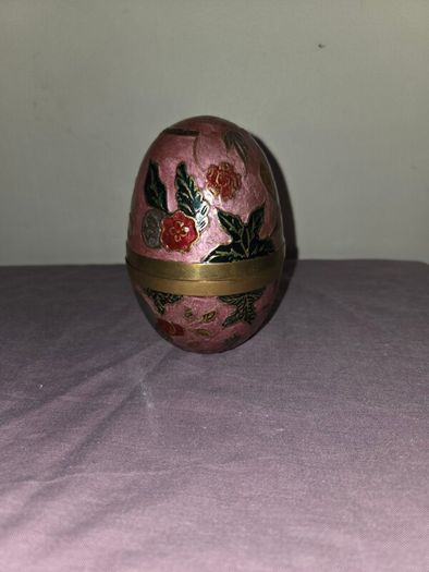 Cloisonne Brass Egg Trinket Box