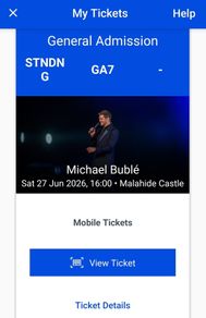 2 x Tickets for Michael Buble