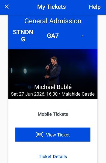 2 x Tickets for Michael Buble