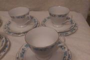 Vintage Blue White Floral Tea Cup Saucer Set Porcelain China Nanjing Pagoda