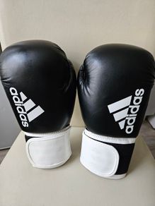 Adidas Hybrid Boxing Gloves 12oz Black/White plus Adidas Hand Wraps (450 cm) and Mouthguard