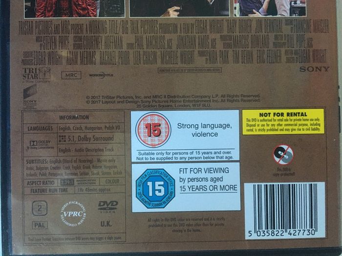 Baby Driver [2017] Ansel Elgort, Lily James. Kevin Spacey, Jon Hamm, Eiza Gonzalez, Jamie Foxx, and Jon Bernthal [Movie DVD]