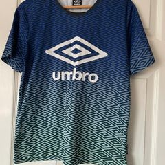 Umbro Geometric Print Top - Size 16 - Blue/Green Gradient
