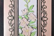 Handmade floral greeting card - peach and green design