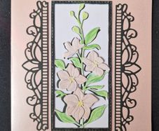 Handmade floral greeting card - peach and green design