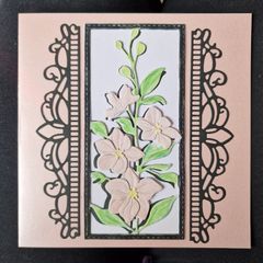 Handmade floral greeting card - peach and green design