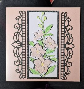 Handmade floral greeting card - peach and green design