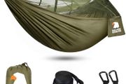 Camping Hammock with Mosquito Net - Ultralight Travel Hammock - 210T Parachute Nylon with 10FT Tree Straps for Camping Hiking Backpacking - Indoor Outdoor Garden (FREE POSTAGE)