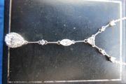 Vintage Sterling Silver 925 Multiple Cubic Zirconia Gems Necklace 5,6g length -18"