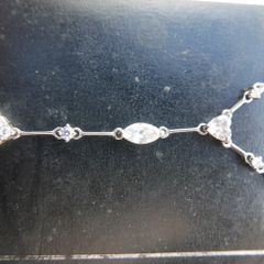 Vintage Sterling Silver 925 Multiple Cubic Zirconia Gems Necklace 5,6g length -18"