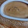 Delightful Two Sectioned Dish with the Texture of a Cabbage Leaves with a Leaf and Pear Decoration and Finial, By Crown Devon, Circa 1940, Funky MCM Chic Image 4