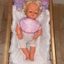 Vintage 1970s Palitoy Tiny Tears  Doll  with topknot 16h 3/4 eye. Image 2