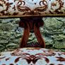 Antique mahogany/damask tub chair Image 3
