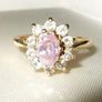 Vintage 9k Gold Hallmarked Pink/White Cluster Image 3