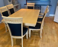 Oak dining table with chairs
