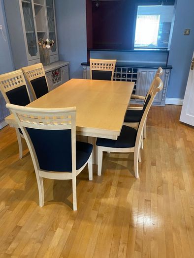 Oak dining table with chairs
