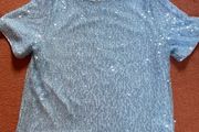 Powder Blue Sequin Short Sleeve Top