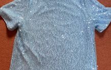 Powder Blue Sequin Short Sleeve Top