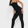 BNWT Pretty Little Thing Black Mesh Ruched Cup Detail Jumpsuit size UK10 EU38 Postage included Image 2