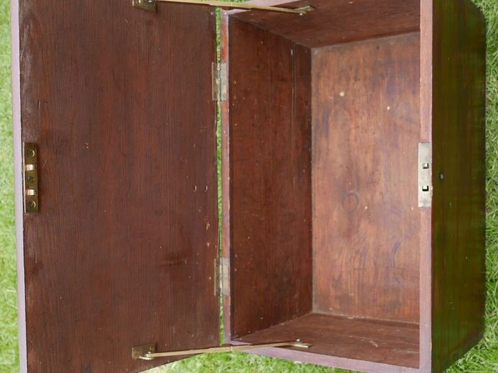 Vintage Wooden Box with Brass Handle and Key 16"x!0"x10"