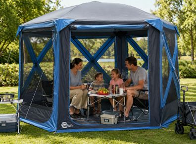 Pop Up Gazebo Tent for 4-6 Persons Family Tent Floor Pan Waterproof