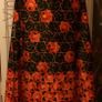 Black vintage full length skirt with orange floral print Image 3
