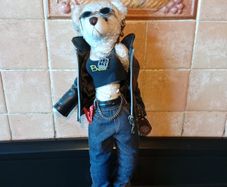 D S Nicholass Vintage Lady Motor Biker Teddy Bear  very rare.