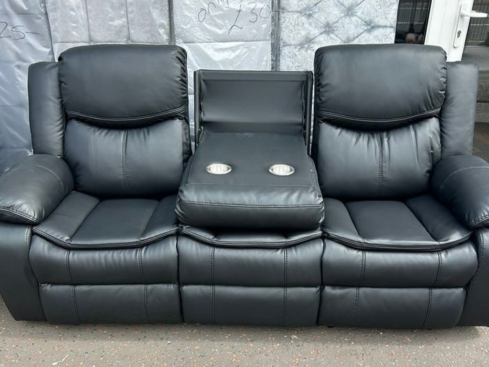Valerie Black 3+2 Leather Recliner Sofa Set