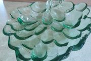 Grape Design candy dish, Clear glass with green hues