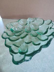 Grape Design candy dish, Clear glass with green hues