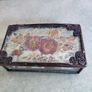 Vintage Pressed Flower Glass Trinket Box  with bottom Mirror heavy glass Image 5